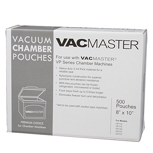 VacMaster 40722 3-Mil Vacuum Chamber Pouches, 8-Inch by 10-Inch, 500 per Box