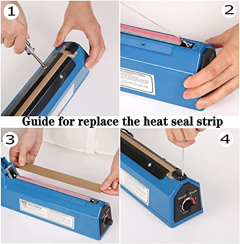 Impulse Heat Sealer Poly Bag Heat Sealer Sealing Machine Heat Seal Closer for Plastic Bags PE PP Bags with Extra Repair Kit (8 inch)