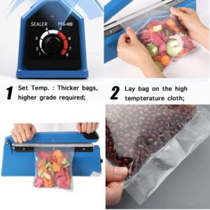 Impulse Heat Sealer Poly Bag Heat Sealer Sealing Machine Heat Seal Closer for Plastic Bags PE PP Bags with Extra Repair Kit (8 inch)