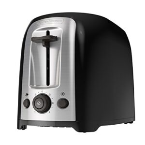 black+decker 2-slice extra wide slot toaster, classic oval, black with stainless steel accents, tr1278b