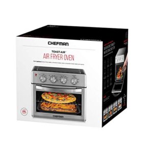 Chefman Air Fryer Toaster Oven, 6 Slice, 26 QT Convection AirFryer w/ Auto Shut-Off, 60 Min Timer; Roast, Bake, Fry Oil-Free, Nonstick Interior, Accessories & Cookbook Included, Stainless Steel/Black