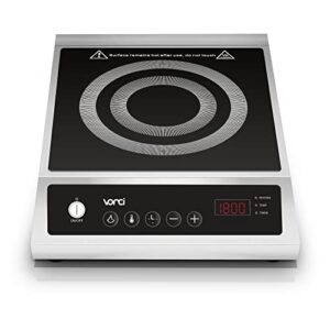 vonci 1800w commercial induction cooktop, durable countertop burner with stainless steel housing, professional countertop induction cooker with big led screen and button control for restaurant.