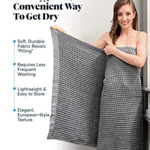 SUTERA - Silverthread Waffle Towel California - Grown Pima Cotton, Quick Drying, Ultra Soft, Lightweight and Absorbent - Waffle Weave Design