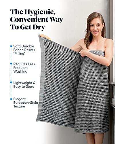 SUTERA - Silverthread Waffle Towel California - Grown Pima Cotton, Quick Drying, Ultra Soft, Lightweight and Absorbent - Waffle Weave Design