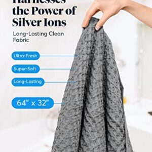 SUTERA - Silverthread Waffle Towel California - Grown Pima Cotton, Quick Drying, Ultra Soft, Lightweight and Absorbent - Waffle Weave Design