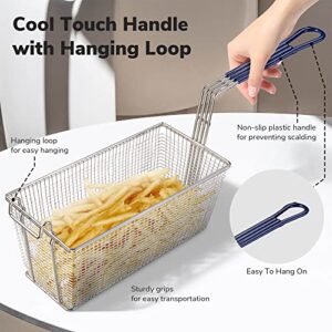 WeChef 2 Pack Deep Fryer Basket 13 1/4" x 6 1/2" x 6" with Non-slip Handle Restaurant Kitchen Chip Fish Commercial Fryer Basket