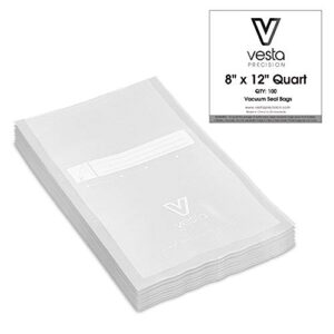vesta precision vacuum seal bags | clear and embossed | 8×12 inch | quart | 100 vacuum bags per pack | great for food storage and sous vide