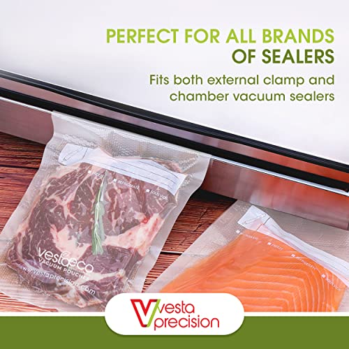 Vesta Precision Vacuum Seal Bags | Clear and Embossed | 8x12 inch | Quart | 100 Vacuum Bags per Pack | Great for Food Storage and Sous Vide