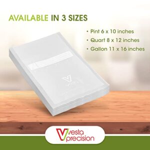 Vesta Precision Vacuum Seal Bags | Clear and Embossed | 8x12 inch | Quart | 100 Vacuum Bags per Pack | Great for Food Storage and Sous Vide