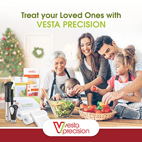 Vesta Precision Vacuum Seal Bags | Clear and Embossed | 8x12 inch | Quart | 100 Vacuum Bags per Pack | Great for Food Storage and Sous Vide