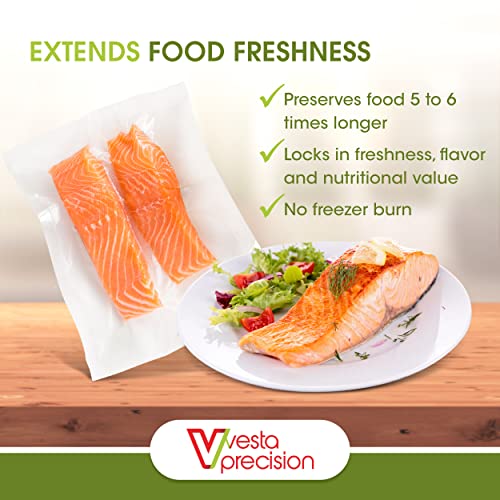 Vesta Precision Vacuum Seal Bags | Clear and Embossed | 8x12 inch | Quart | 100 Vacuum Bags per Pack | Great for Food Storage and Sous Vide