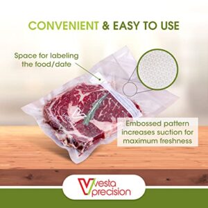 Vesta Precision Vacuum Seal Bags | Clear and Embossed | 8x12 inch | Quart | 100 Vacuum Bags per Pack | Great for Food Storage and Sous Vide