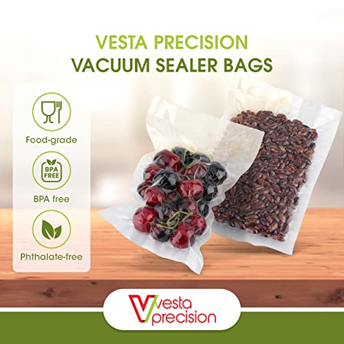 Vesta Precision Vacuum Seal Bags | Clear and Embossed | 8x12 inch | Quart | 100 Vacuum Bags per Pack | Great for Food Storage and Sous Vide