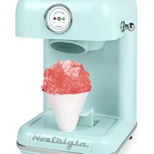 Nostalgia Retro Table-Top Snow Cone Maker, Vintage Shaved Ice Machine Includes 1 Reusable Plastic Cup, Aqua