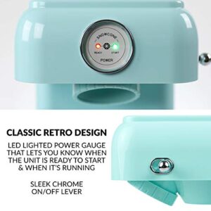 Nostalgia Retro Table-Top Snow Cone Maker, Vintage Shaved Ice Machine Includes 1 Reusable Plastic Cup, Aqua