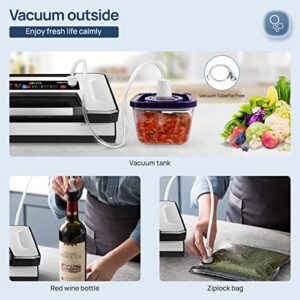 Vakumar Vacuum Sealer Machine, 90Kpa Food Vacuum Sealer Machine Preservation Dry/Moist/Liquid Modes, LED Indicator Light, Handle Locked Design, Built-in Cutter and Bag Storage, Starter Kit