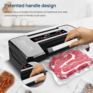 Vakumar Vacuum Sealer Machine, 90Kpa Food Vacuum Sealer Machine Preservation Dry/Moist/Liquid Modes, LED Indicator Light, Handle Locked Design, Built-in Cutter and Bag Storage, Starter Kit