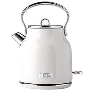 haden 75012 heritage 1.7 liter (7 cup) stainless steel electric kettle with auto shut-off and boil dry protection, ivory