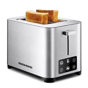 redmond 2 slice toaster, full touch screen led display stainless steel toaster with 6 bread shade browning settings, bagel/ reheat/ defrost/ cancel
