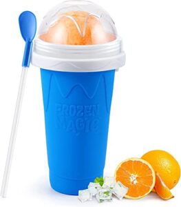 slushie maker cup – tik tok quick frozen magic cup, double layers slushie cup, diy homemade squeeze icy cup, fasting cooling make and serve slushy cup for milk shake, smoothies, slushies – blue…