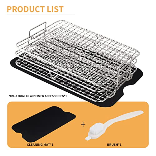 SIUDANGKA Air Fryer Rack for Ninja Foodi Grill XL Air Fryer, 304 Stainless Steel Multi-Layer Toast Rack Dehydrator Rack Air Fryer Accessories Compatible with Ninja FG551 IG651 Air Fryer