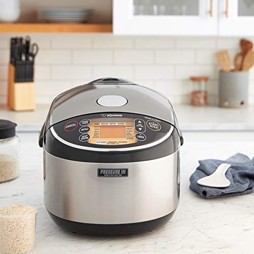 Zojirushi Pressure Induction Heating Rice Cooker & Warmer, 10 Cup, Stainless Black, Made in Japan