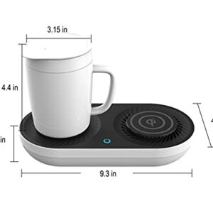 Coffee Mug Warmer, MINXUE Drink Cooler with Wireless Charger for Home Office Desk Use,Warming, Cooling and Charging All in 1