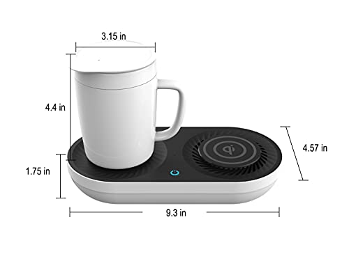 Coffee Mug Warmer, MINXUE Drink Cooler with Wireless Charger for Home Office Desk Use,Warming, Cooling and Charging All in 1