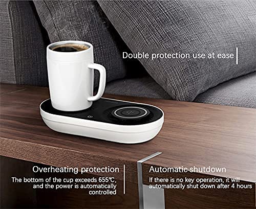 Coffee Mug Warmer, MINXUE Drink Cooler with Wireless Charger for Home Office Desk Use,Warming, Cooling and Charging All in 1