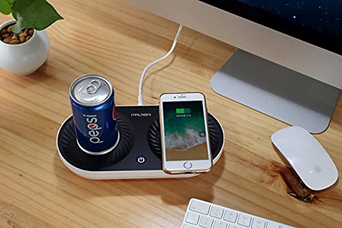 Coffee Mug Warmer, MINXUE Drink Cooler with Wireless Charger for Home Office Desk Use,Warming, Cooling and Charging All in 1