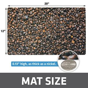 Drymate Coffee Maker Mat, (Coffee Station Bar Accessory) Protects Kitchen Countertops From Spills, Stains & Scratches - Absorbent/Waterproof/Machine Washable (USA Made) (12” x 20”) (Coffee Beans)