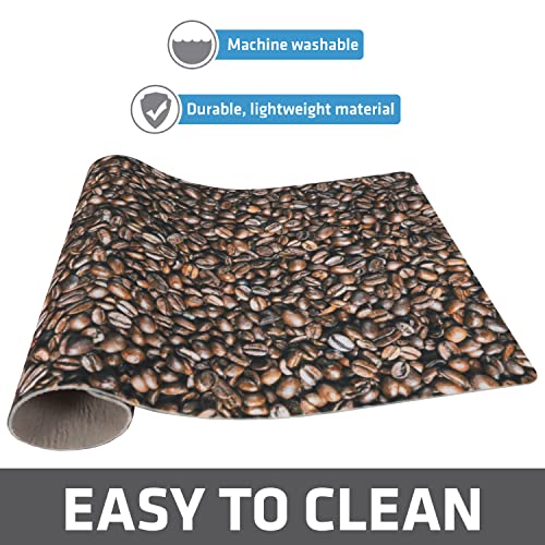 Drymate Coffee Maker Mat, (Coffee Station Bar Accessory) Protects Kitchen Countertops From Spills, Stains & Scratches - Absorbent/Waterproof/Machine Washable (USA Made) (12” x 20”) (Coffee Beans)