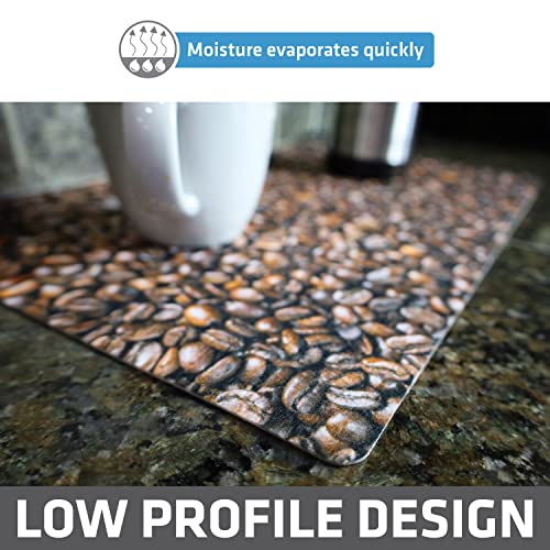 Drymate Coffee Maker Mat, (Coffee Station Bar Accessory) Protects Kitchen Countertops From Spills, Stains & Scratches - Absorbent/Waterproof/Machine Washable (USA Made) (12” x 20”) (Coffee Beans)