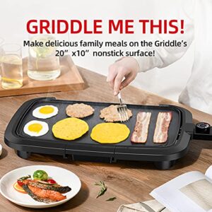 Aoran Pancake Indoor Grill Electric 22 inch Extra Large Electric Griddle ,Family sized Griddle Electric Non-stick for Pancakes,Burgers, Quesadillas,Breakfast, Lunch ,Cast Aluminum Griddle JP-001D 1600W