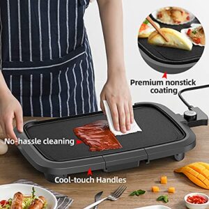 Aoran Pancake Indoor Grill Electric 22 inch Extra Large Electric Griddle ,Family sized Griddle Electric Non-stick for Pancakes,Burgers, Quesadillas,Breakfast, Lunch ,Cast Aluminum Griddle JP-001D 1600W