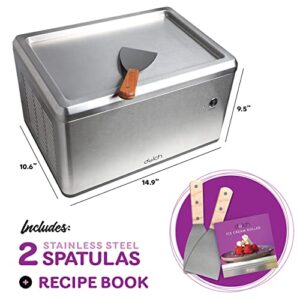 DULCH Rolled Ice Cream Machine with (2) Stainless Steel Spatulas, Electric Frozen Pan Roller Treat Maker + Recipe Book