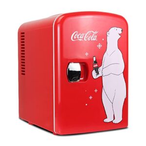 coca cola kwc4 kwc4b polar bear 4 litres mini fridge, 4 liters, red/white