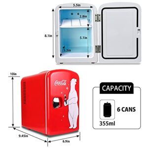 Coca Cola KWC4 KWC4B Polar Bear 4 litres Mini Fridge, 4 Liters, Red/White