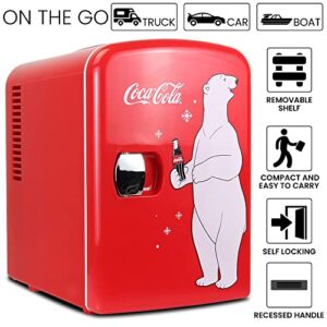 Coca Cola KWC4 KWC4B Polar Bear 4 litres Mini Fridge, 4 Liters, Red/White