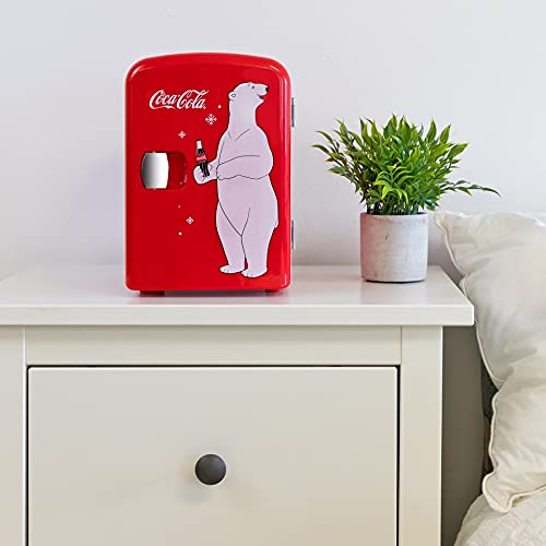 Coca Cola KWC4 KWC4B Polar Bear 4 litres Mini Fridge, 4 Liters, Red/White