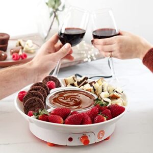 MasterChef Chocolate Fondue Maker- Deluxe Electric Dessert Fountain Fondue Pot Set w 4 Forks & Party Serving Tray -Melting, Warming Caramel, Cheese, Sauce, Fun Birthday Easter Day Gift