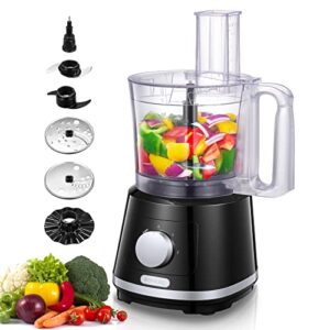 fohere food processor 8 cup food chopper with five stainless steel & bpa free accessories – chopping, slicing, shredding and whisking, 2 speeds and pulse function, black