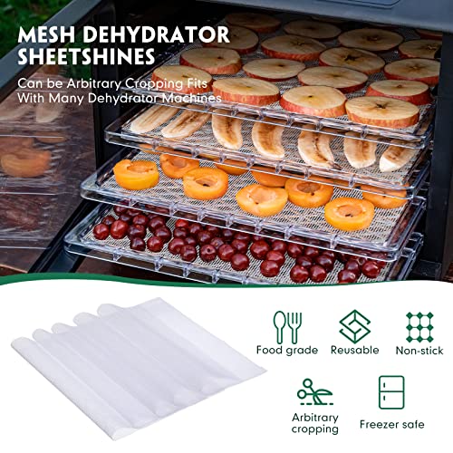 8 Pcs Silicone Dehydrator Sheets Fruit Trays with Edge and 10 Pcs Mesh Dehydrator Mats Non Stick Square Reusable Food Dehydrator Trays for Making Fruit Leather Dehydrated Eggs Vegetables