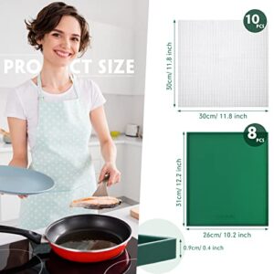 8 Pcs Silicone Dehydrator Sheets Fruit Trays with Edge and 10 Pcs Mesh Dehydrator Mats Non Stick Square Reusable Food Dehydrator Trays for Making Fruit Leather Dehydrated Eggs Vegetables