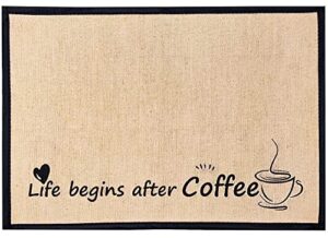 silanto coffee bar mat, coffee station decor fabric coffee mat for coffee bar home decor daily use 20x14inch… (life begins after coffee)