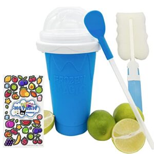 metaxip slushy maker cup, magic quick frozen smoothie cup, ice maker slushy machine for home and kids, freezer cups for smoothies, cooling and frozen magic cups tik tok cups with sticker straw brush