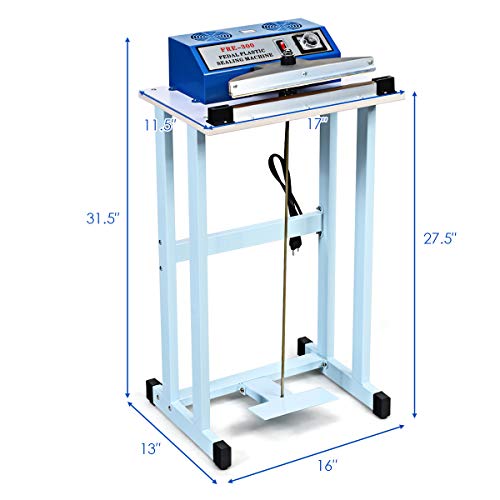 Goplus 110V 12" Foot Pedal Impulse Sealer with Cutter, Heat Seal Closer Plastic Bag Sealing Machine, Cutting Machine, Ideal for Industrial and Commercial Use