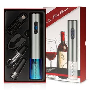 wine opener electric,wine bottle opener, rechargeable corkscrew with usb charging line,pourer, foil cutter, vacuum pumping stopper battery powered cordless wine opener kit