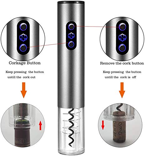 Wine Opener Electric,Wine Bottle Opener, Rechargeable Corkscrew with USB Charging Line,Pourer, Foil Cutter, Vacuum Pumping Stopper Battery Powered Cordless Wine Opener Kit