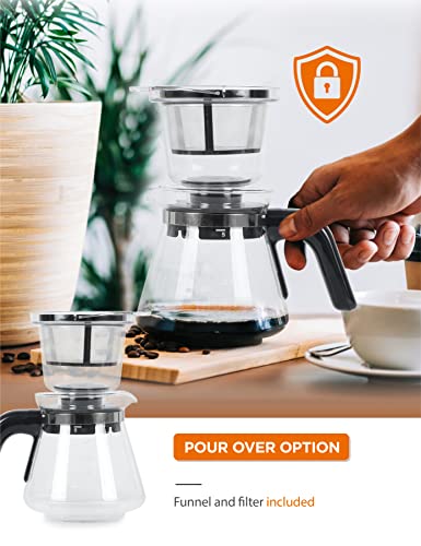 Commercial Chef Coffee Maker, Drip Coffee Maker with Pour Over Filter, 5 Cup Coffee Maker with 0.75L Water Tank, Brews in 6 Minutes